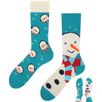 Imagen de TODO Colours Divertidos calcetines con diseño Multicolor, colorido, loco para la alegría de vivir, Muñeco nieve, 39 42