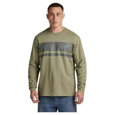 Imagen de G STAR RAW Placed Stripe Boxy Long Sleeve Camisetas, Verde Shamrock D24367 c784 2199, S para Hombre