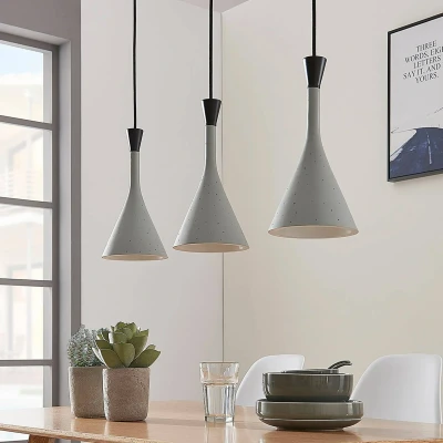 Imagen de lámpara colgante &#039;Flynn&#039; (Moderno) en Gris hecho de Plástico e.o. para Salón &amp; Comedor (3 llamas, E14) Lindby colgante, lámpara, techo, techo