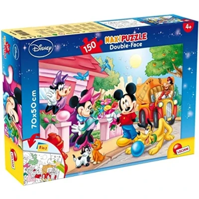 Imagen de Liscianigiochi Puzzle Maxi Floor para niños de 150 piezas 2 en 1, Doble Cara con reverso colorear Disney Mickey Mouse 48328
