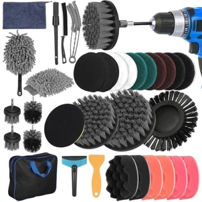 Imagen de YOCOLE 32 Piezas Cabezal Cepillo Taladro Atornillador, Juego de Cepillos para Taladro, Kit Power Scrubber Llantas, Alfombras, Baño, Coche, Azulejos, Suelo
