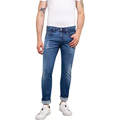 Imagen de Replay Anbass Slim Fit Hyperflex Jeans con elástico para Hombre, Azul (Medium Blue 009), 32W / 32L