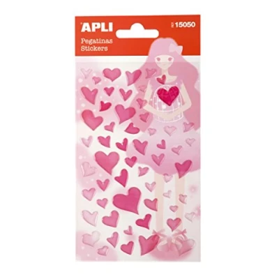 Imagen de APLI Kids 15050 Bolsa de pegatinas, Corazones rosas