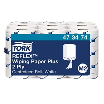 Imagen de Tork 473474 Reflex Papel de secado Extra/Advanced / 2 capas/Papel multiuso compatible con el sistema M3 9 bobinas x 67 m largo/color blanco