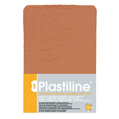 Imagen de plastiline® 7340T Placa de Masa modelado alta precisión Modelado, esculpir y moldear Dureza 1 (muy flexible) 750 g Tono ocre rojo Fabricado en Francia