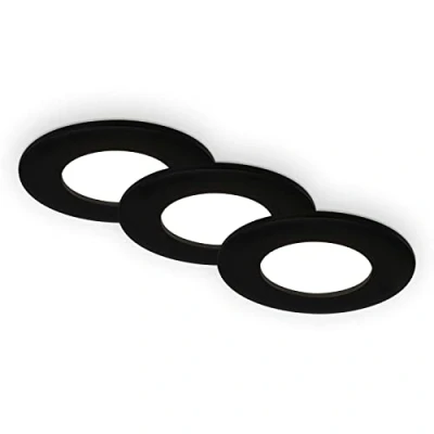 Imagen de BRILONER Juego de 3 lámparas empotradas en el techo, regulables, LED ultra planas, foco baño empotrado, empotrado IP44, negro mate, 85x25 mm (DxH)