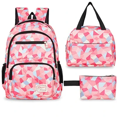 Imagen de Sarsumir Mochila Escolar Infantil para Niña Niño, 3 Piezas Mochilas Escolares Adolescentes Set, Backpack Colegio Impermeable con Bolsa de Almuerzo y Estuche Lápices, Rosa