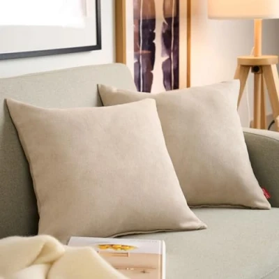 Imagen de Blumtal Juego de 2 Funda para cojín Chenilla Fundas Decorativas sofá con Cremallera Cubierta, Taupe, 45 x cm