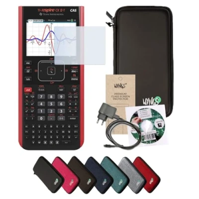 Imagen de Paquete de Recogida: TI Nspire CX II T CAS + Funda Protectora SafeCase garantía extendida Cable Carga Protector Pantalla CD Aprendizaje (en alemán)