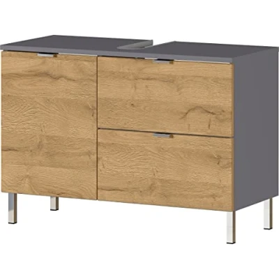 Imagen de GERMANIA DIE MÖBELMACHER Mueble para Lavabo, Engineered Wood, Grafito,Grandson Roble NB, 80 x 56 34 cm