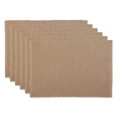 Imagen de DII Basic Everyday Juego de manteles Individuales Acanalados 100% algodón, 13 x 19 Pulgadas, Piedra, 6 Piezas