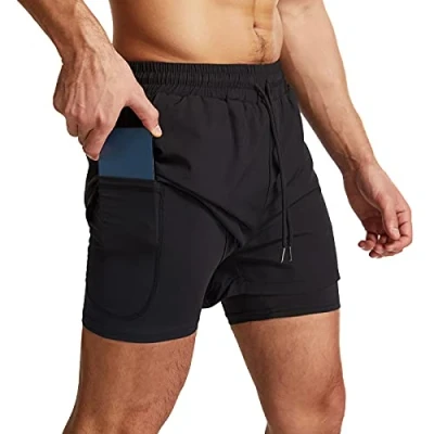 Imagen de Danfiki Pantalones Cortos de Running para Hombre con Bolsillo teléfono Entrenamiento Ligeros Secado rápido