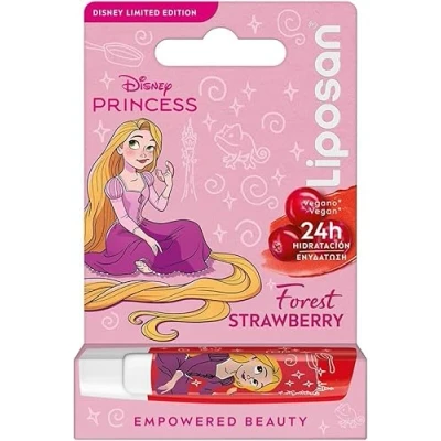 Imagen de LIPOSAN Forest Strawberry Edición Limitada Disney Princesa Rapunzel (1x 4,8 g), bálsamo labial para niños con 24 h de hidratación, color a fresa unos labios suaves y bonitos