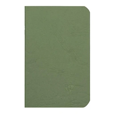 Imagen de Clairefontaine 734103C Collection Age Bag Un Carnet Agrafé Vert 9x14 cm 96 Pages Unies Blanches Papier 90 g Couverture Carte Lustrée Grain Cuir