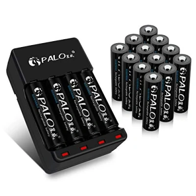 Imagen de Palo AA 600mAh baterías Recargables (Paquete de 16) y Cargador batería Ni MH AAA con Cable USB