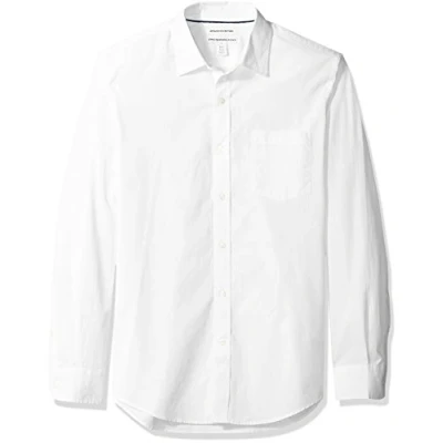 Imagen de Amazon Essentials Camisa de Popelín Manga Larga y Ajuste Entallado Hombre, Blanco, L
