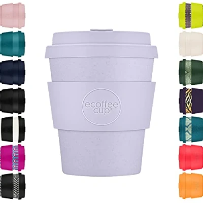Imagen de 8oz 240ml Ecoffee Cup Reutilizable Eco Friendly 100% Plant Based Coffee with Silicone Lid &amp; Sleeve Melamine Free Travel Mug, Glittertind