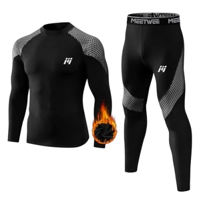 Imagen de MEETWEE Ropa Interior TéRmica Hombre, Capa Base De Invierno, Manga Larga, Calzoncillos Largos, CompresióN Secado RáPido, Parte Superior E Inferior para Esquí Deportivo, Correr, Senderismo