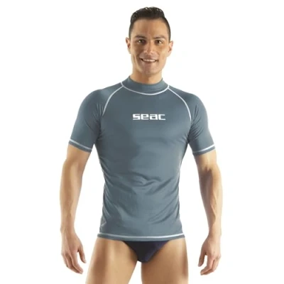 Imagen de SEAC T Sun Short Man, Camiseta de protección Rash Guard para esnorkel y natación Anti UV, Gris, L