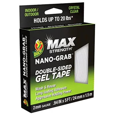 Imagen de Duck Max Strength cinta adhesiva de doble cara reutilizable y fuerte, gel extraíble lavable, segura para la pared