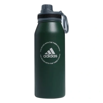 Imagen de adidas Botella de agua metal 1 litro (32 onzas), acero inoxidable 18/8 con aislamiento doble pared caliente/fría, Óxido verde/gris ónix/plateado metálico, talla única