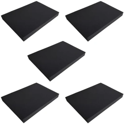 Imagen de espuma de poliuretano para tapicería cojines sofás sillas jardín protección embalaje modelismo cosplay (30 x 20 cm (5 piezas), negro)