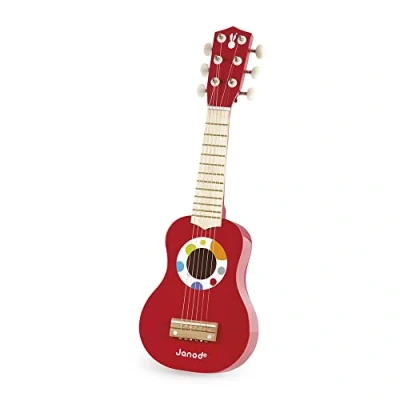 Imagen de Janod Confetti Mi Primera Guitarra en Madera, Instrumento Musical para Niños, Juguete de Imitación y Estimulación Del Talento Desde Los 3 Años, J07628
