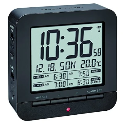 Imagen de TFA Dostmann 60.2536 Radio Despertador Digital con 4 Tiempos de Alarma (Negro baterías)