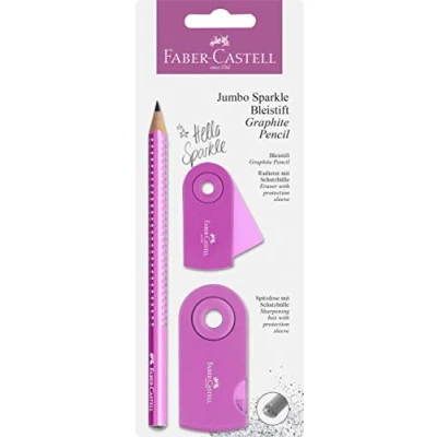 Imagen de Faber Castell 111677 Estuche de lápices Jumbo Sparkle, rosa perla