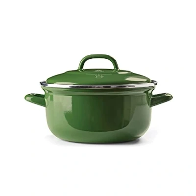 Imagen de BK Indigo Cacerola Tradicional Holandesa con Esmalte Alemán y Tapa Revestimiento Cerámico Antiadherente sin PFAS, 22 cm/3,3 Litros, Inducción, Apta para Lavavajillas Horno, Verde