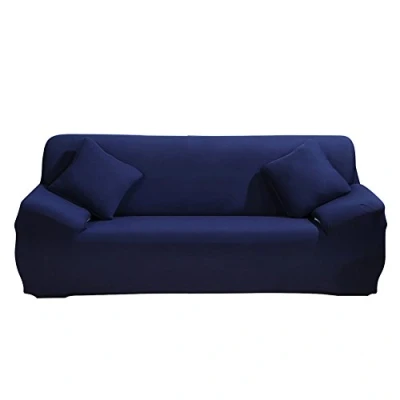 Imagen de ele ELEOPTION Fundas de Sofá, Sofá Elásticas Protectores Funda Poliéster para Silla Forma Suave y Antideslizante, Azul Oscuro, 3 Plaza (Longitud 170 220cm)