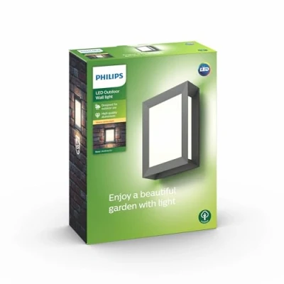 Imagen de Philips Lighting 172939316 Aplique de exterior, Sin sensor movimiento, LED integrado, 3 W, IP44, Color Gris