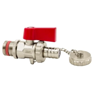 Imagen de VARIOSAN KFE 11381 Válvula de bola para caldera (1/2&quot;, latón mate, autosellante, cromada)