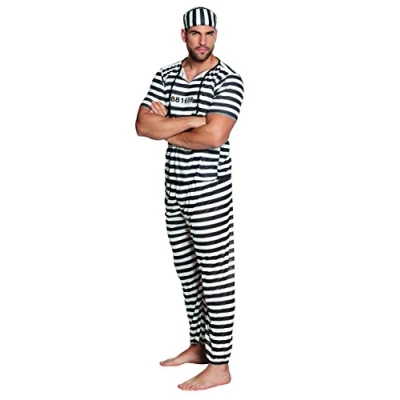 Imagen de Boland 83820 Set de disfraz preso para hombre, talla M/L, carnaval, fiesta tematica o JGA, disfraces hombre