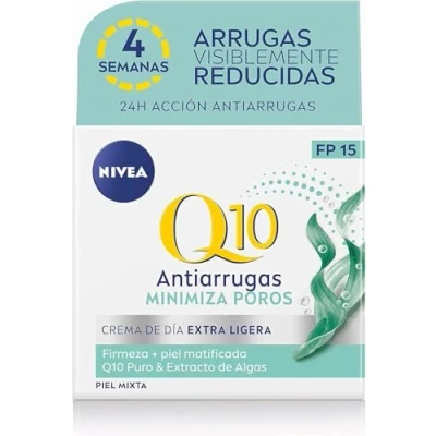 Imagen de NIVEA Q10 Power antiarrugas Cuidado de Día FP15 (1 x 50 ml), crema facial para piel mixta, hidratante con protector solar, antiedad