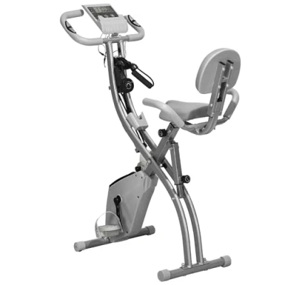 Imagen de HOMCOM Bicicleta Estática Plegable Regulable en Altura Resistencia Magnética Ajustable de Ejercicio Fitness con Pantalla LCD y Asiento Respaldo Sensor Pulso 97x51x115 cm Gris