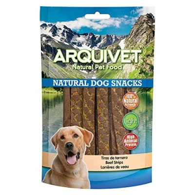 Imagen de Arquivet, Tiras de ternera, Snacks naturales para perro, Golosinas Chuches Premios y recompensas caninos, 100 g