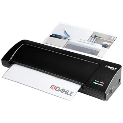 Imagen de Dahle 70203 Plastificadora (hasta A3, laminación en frío y caliente, 40 segundos) tiempo de calentamiento), color negro.