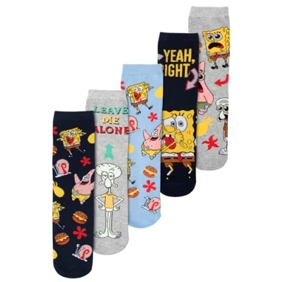 Imagen de United Labels Spongebob Calcetines para hombre (5 unidades, talla 40 45), multicolor, 45