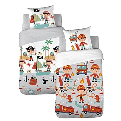 Imagen de CÔTE DECO Juego de funda nórdica 140 x 200 cm y 1 almohada 63 cm, 100 % algodón orgánico