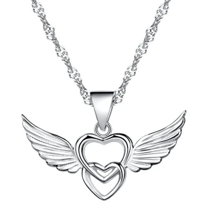 Imagen de Unendlich U collar con colgante de alas ángel plata ley 925 para mujer