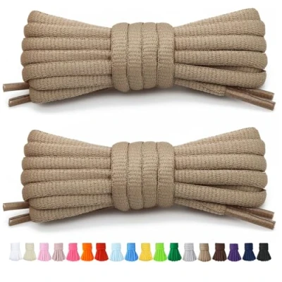 Imagen de Stepace 2 Pares de Cordones Redondos 60cm para Sneakers, Longitud 200cm 18 Colores, Zapatos Caqui
