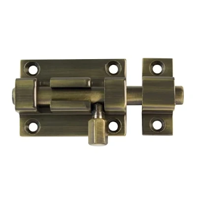 Imagen de Amig Pasador De Sobreponer para Puertas Mod.700 80 x 37 mm Pestillo Seguridad Cierre Horizontal o Vertical Latón con Acabado Cuero Incluye Tirafondos