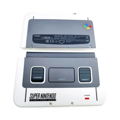 Imagen de New3DSXL Carcasa adicional A/E SFC/SNES de repuesto gris clásico, para nuevas consolas juegos 3DS XL LL 3DSXL 3DSLL, placa frontal superior e inferior, placas exteriores A/E, 2 unidades