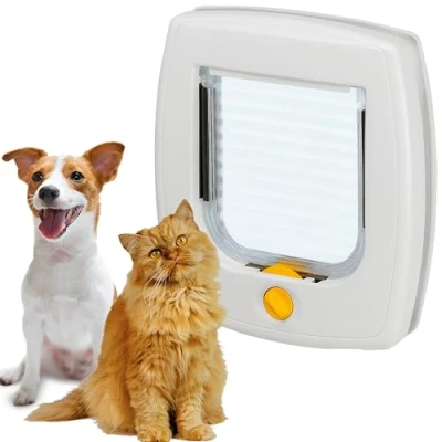 Imagen de Ferplast Gatera, Puerta para Gatos y Perros Pequeños, Cristal Paredes, Entrada Salida controlables 4 vías, Instalación Universal, Túnel Parcial, Swing 3 Tamaño Pequeño, Blanco