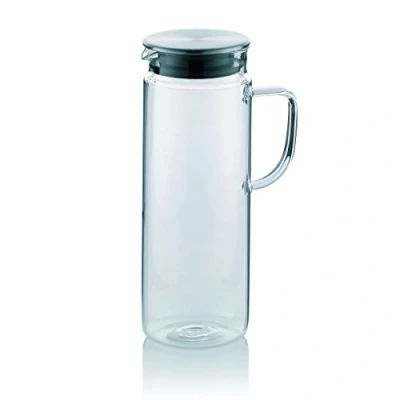 Imagen de kela 11398 Jarra de cristal para zumo, Tapa acero inoxidable, 1,6 L, Pitcher
