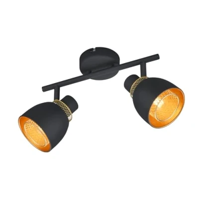 Imagen de Reality Spot Bar Punch R80812032, metal negro mate/dorado, sin 2x E14