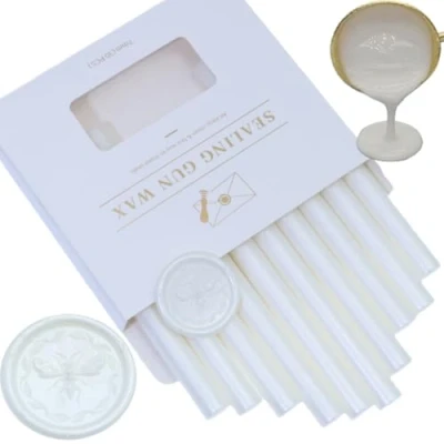 Imagen de Atobpp 10pcs Wax Seal Sticks Junta de cera para sellos cera, letras pistola pegamento 0,43 pulgadas (blanco perla)