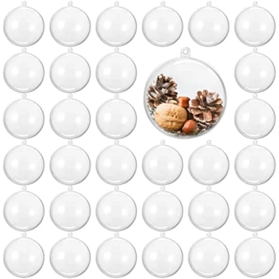 Imagen de THE TWIDDLERS 48 Bolas de Navidad Transparentes para Llenar, 8cm Adornos Personalizable, Decoración Navideña, Manualidades, Regalos