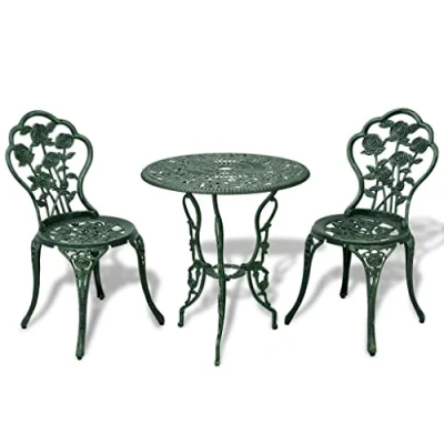 Imagen de vidaXL Juego de Mesa y Sillas Bistro Jardín Aluminio Verde Muebles Patio